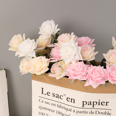 Goede prijs. Simulatie van bloemen textuur vochtzuigende roos bruiloft decoratie huis woonkamer decoratie zijde bloem nep bloem roos online