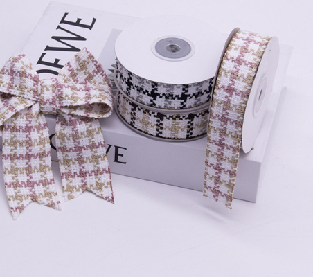 Milieuvriendelijke 4cm Wafel Wol Geweven Riem DIY Kleine Geurige Stijl Qianniao Raster Haaraccessoire Strik Geweven Riem
