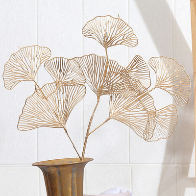 Goede prijs. Nieuwjaars Ginkgo-blaadjes Boeket Gouden interieurversiering Bladeren Zijden Bloemen Tianjin Fabrikant Aanpassing Verwerking Valse bloemen online