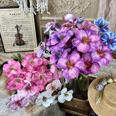 Goede prijs. Zevenkop Tulpen Simulatie Valse Bloem Handgemaakte Boeket Bruiloftsdecoratie Met Zijde Bloem Kunstbloem Bruiloftsdecoratie Floor Flower Arrangement online