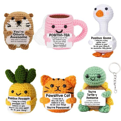 Goede prijs. Handgemaakte katoenen haakjes Positieve dierpop, inspirerende emotionele steun cadeau voor alle gelegenheden online