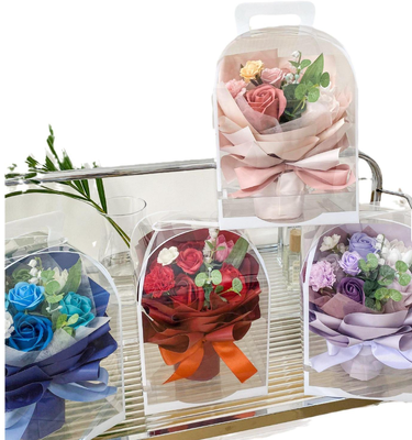 Goede prijs. Soap Rose Flower Bouquet Mothers Day Gift With Handbag Gift Box Artificiële Clear Flower Bow Tie Floral Scented Rose online