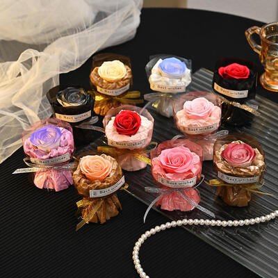 Goede prijs. Handgemaakte mini zeep roos boeket gedroogde bloem cadeau model HBL006 wol schuim linnen zeep bloem voor bruiloft Valentijnsdag Corporate Holiday Decor online