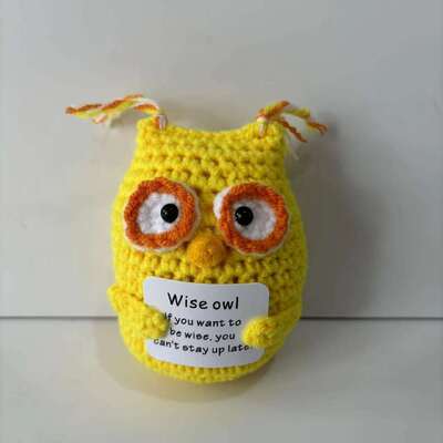 Goede prijs. New Positive Potato Handmade Inspirational Crochet Knitted Doll Emotional Support Cute Knitted Positive Wise Owl online