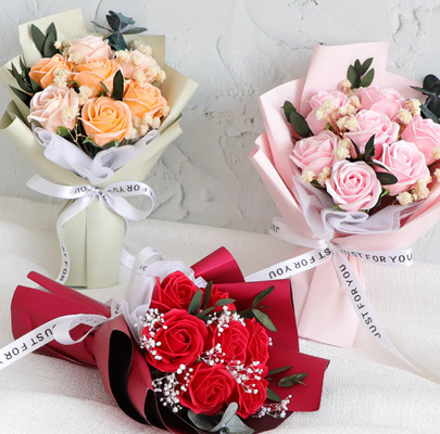 Goede prijs. Rozenzeepboeket in nieuwigheidsgeschenken Gedroogde bloemsterren Geschenkdoos Verpakking Moederdag Verjaardagscadeaus online
