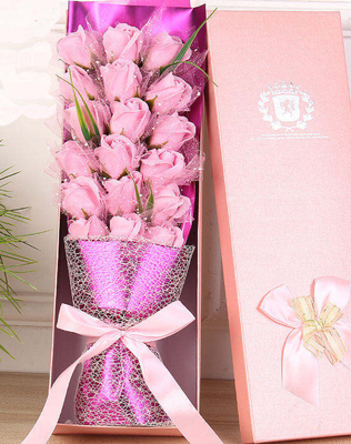 Goede prijs. Luxe, echte touch creatieve Valentijnsdag Roze zeep boeket met droge kunstbloemen in artistiek cadeau online