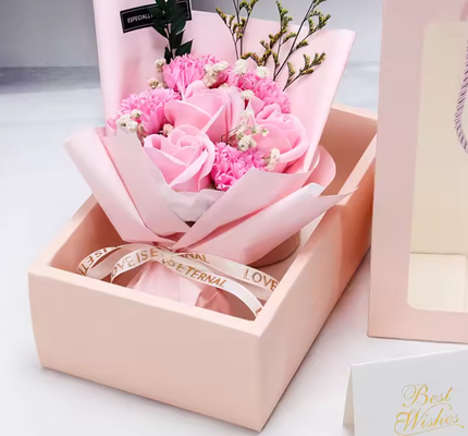 Goede prijs. Promotieve kunstmatige zeep bloem Moedersdag Valentijnsdag cadeau boeket Roze Roos handgemaakte zeep cadeau doos Bloemen online