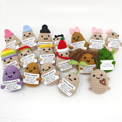 Goede prijs. 200 Stijlen Gepersonaliseerde tekst Handgemaakte Kawaii Crochet augurken Bloemen Positieve aardappel Emotionele ondersteuning Crochet Dieren Pop online