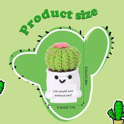 Goede prijs. Positieve Cactus Crochet Super Soft Plush Aanmoedigen Aardappel Kaart Plant Pot Grappig Leven Crochet Pop Stressverlichting Gift Decoratie online