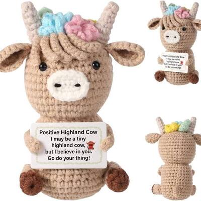 Goede prijs. 100 Stijlen Mini Positieve Aardappel Handgemaakt Inspirerende Crochet Gebreide Pop Emotionele Ondersteuning Geschenk Gebreide Positieve Highland Koei online