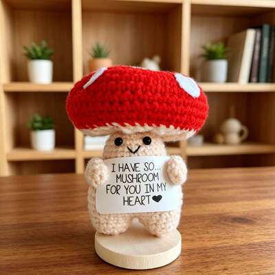 Goede prijs. Handwerk Contemporary Handgemaakt Haken augurken Gebreide paddenstoel Pop Emotionele ondersteuning Geschenk Koel item Ander ambacht online