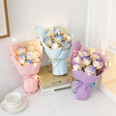 Goede prijs. Vrouwendag Creatieve Sterren Gypsophila Roos Zeep Bloem Boeket 20cm Meerdere kleuren Verpakte Mini Bloem Geschenk voor Multi Festival cadeautjes online