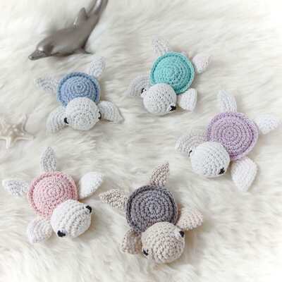 Goede prijs. Handgemaakte geknoopte schildpad baby speelgoed schattig Amigurumi pop gevulde dieren speelgoed voor baby kinderen hand gebreide schildpad cadeautjes online