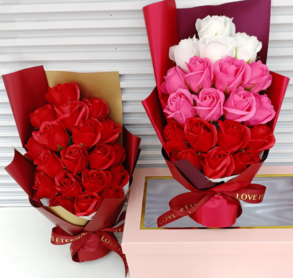 Goede prijs. Roos zeep bloem boeket cadeau doos met boodschap kaart Moedersdag vrouwen Valentijnsdag huwelijksverjaardag online