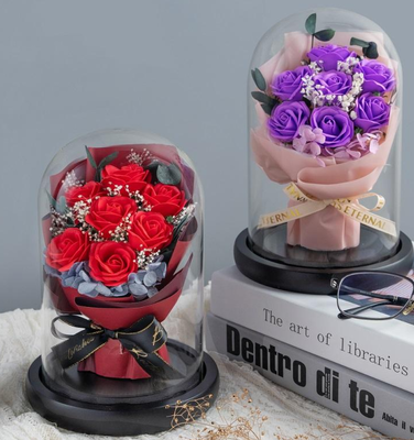 Goede prijs. Valentijnsdag Moederdag Zeep Bloem Rozen Cadeaus Cadeau Galaxy Kunstbloemen Cadeau Zeep Bloemboeket in glazen bol online