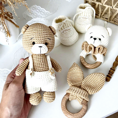 Goede prijs. Nieuwe Amigurumi Kinder Thanksgiving Cadeauset Superzacht Pluche PP Katoen Gevuld Gehaakt Schattige Beer Wolmateriaal online