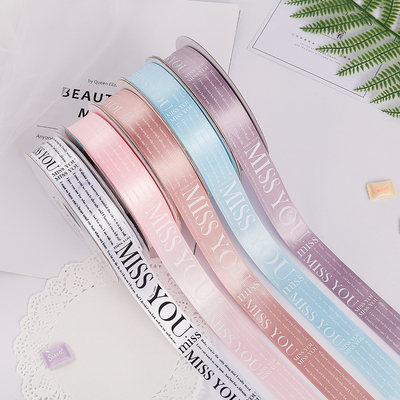 Goede prijs. 25mmx50y het Satijnlint van de cakeverpakking Gedrukt Misser You Gift Wrap-Lint online
