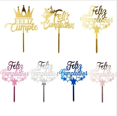 Goede prijs. Feliz Cumpleanos Gold Happy Birthday-de Zilveren Acrylcake Topper van Caketoppers W11xH16cm online